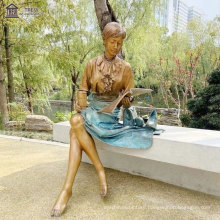 Outdoor Life Size Bronze Girl Sculpture  for Outdoor Garden Decoration